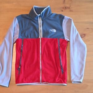 The North Face Kids' Colorblock Fleece Jacket - Red, Gray, Light Gray